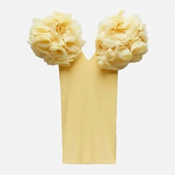 ワンピース ZARA knit dress organza sleeve yellow Zara | Dresses | Zara Knit Yellow Dress With Organza Sleeves